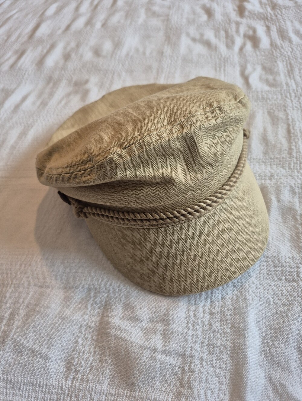 Greek fisherman cap, a unisex short brim baker boy cap for men and women EUC